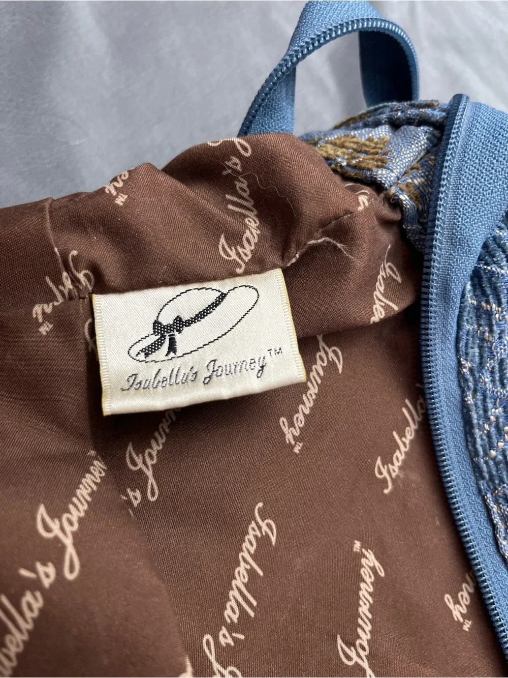 Isabella's Journey Blue Tapestry Bag X-Large Multi Section Excellent Condition